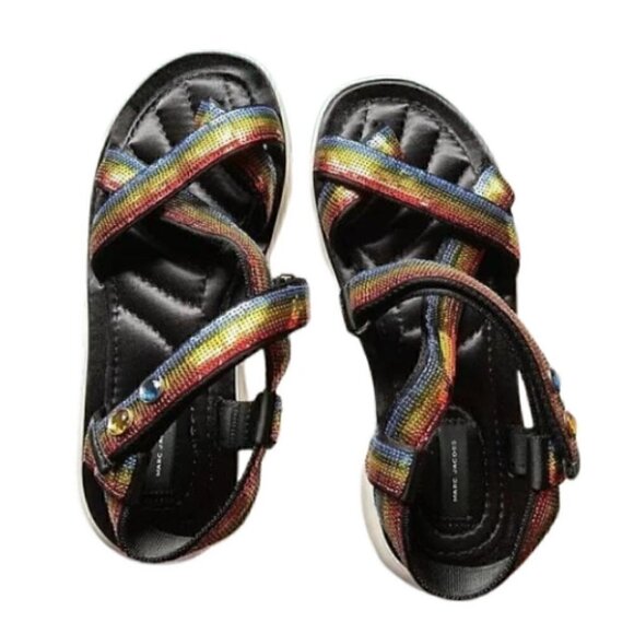 Vince Camuto Rainbow Sequin Criss Cross Flat Sandal 9 NWT - Picture 3 of 9